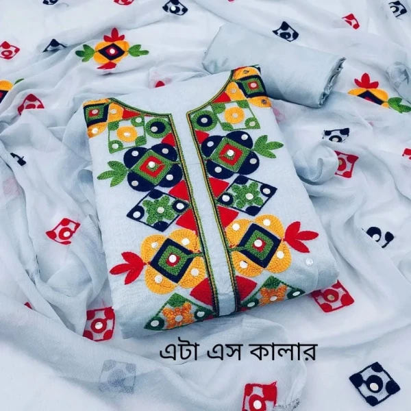 কাশ্মীরি আরি এবং ডলারের কাজ করা আনরেডি থ্রি পিস কালেকশন। AR2