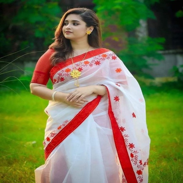 জামদানী হাফ সিল্ক কাপড়ের শাড়ি ৷ S21