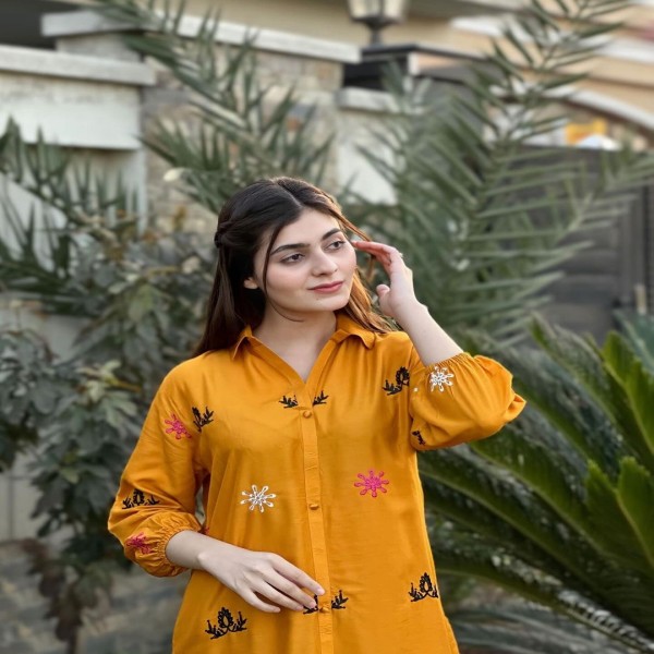 পাকিস্তানি ডিজাইনের সম্পূর্ণ নতুন এবং ইউনিক শার্ট কলার এমব্রয়ডারি কাজ করা Co-ords set কালেকশন [SC3]