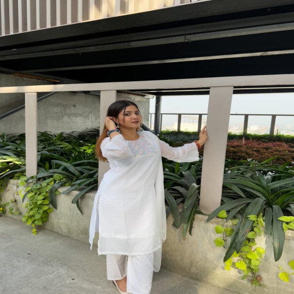 দক্ষ কারিগর দ্বারা সেলাই করা  জর্জেট কারচুপি কাজ করা ফোর পিস কালেকশন।।KJ4