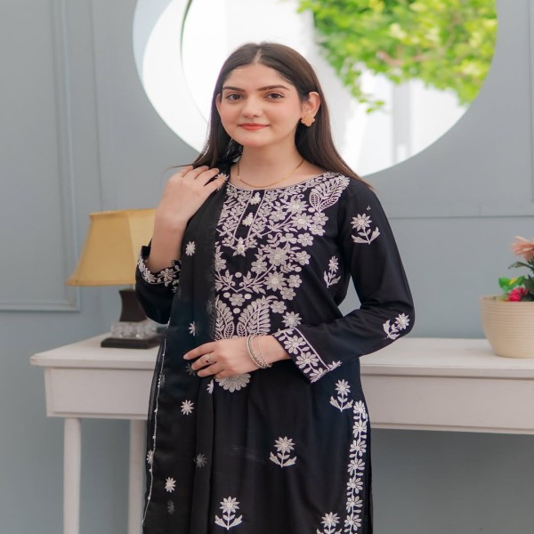 পাকিস্তানি ইন্সপায়ার্ড চিকেনকারি থ্রি-পিস কালেকশন। EC BLACK