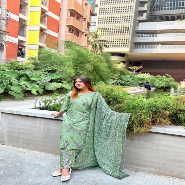 আধুনিক এবং  রুচিশীল কটন  থ্রি-পিস কালেকশন।।AC80