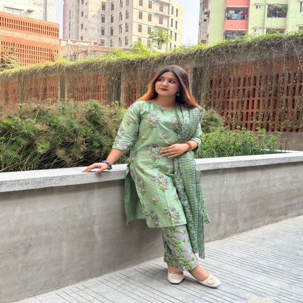 আধুনিক এবং  রুচিশীল কটন  থ্রি-পিস কালেকশন।।AC80