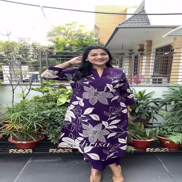 ইন্ডিয়ান ইন্সপায়ার্ড প্রিন্টেড co-ords set  কালেকশন।। EEP5 PURPLE