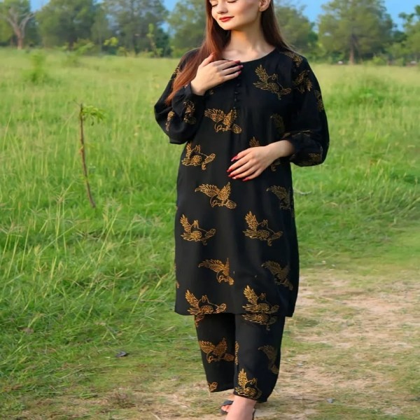 কামিজ স্টাইলের পাখি প্রিন্টের টু-পিস কালেকশন।।pk02