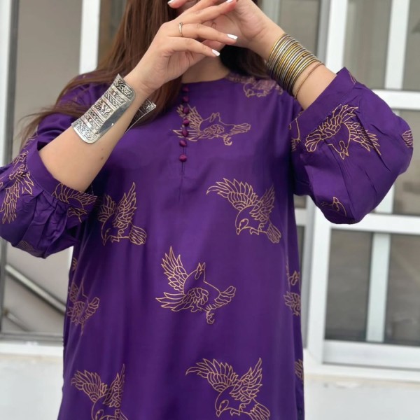 কামিজ স্টাইলের পাখি প্রিন্টের টু-পিস কালেকশন।।pk03