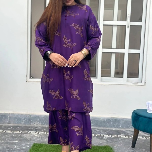 কামিজ স্টাইলের পাখি প্রিন্টের টু-পিস কালেকশন।।pk03
