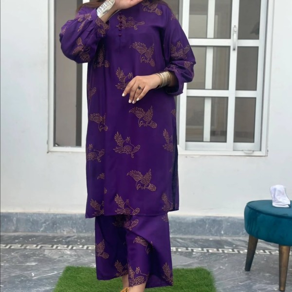 কামিজ স্টাইলের পাখি প্রিন্টের টু-পিস কালেকশন।।pk03