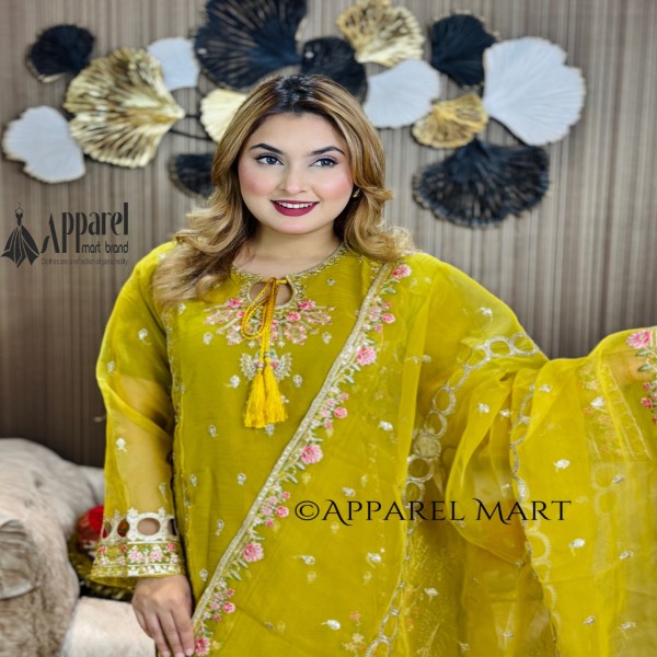 অনলাইনের ভাইরাল রিং ডিজাইনের পাকিস্তানি ইন্সপায়ার্ড পার্টি কালেকশন  Ring masterd yellow 1