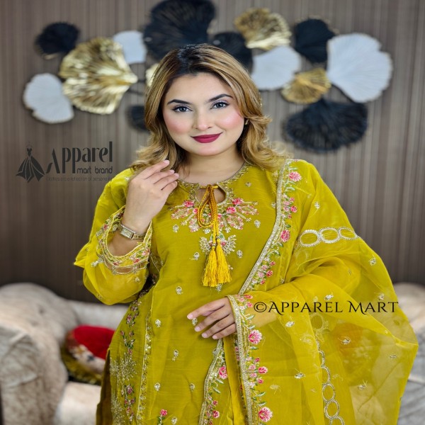 অনলাইনের ভাইরাল রিং ডিজাইনের পাকিস্তানি ইন্সপায়ার্ড পার্টি কালেকশন  Ring masterd yellow 1