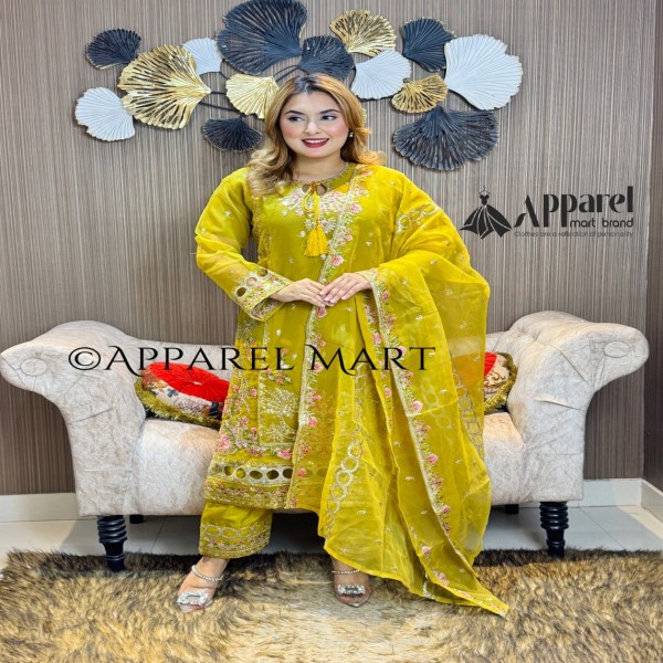অনলাইনের ভাইরাল রিং ডিজাইনের পাকিস্তানি ইন্সপায়ার্ড পার্টি কালেকশন  Ring masterd yellow 1