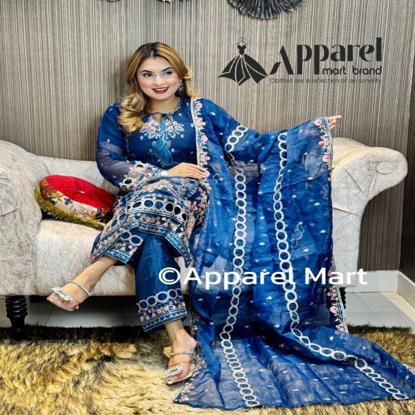 অনলাইনের ভাইরাল রিং ডিজাইনের পাকিস্তানি ইন্সপায়ার্ড পার্টি কালেকশন Ring tory blue 4