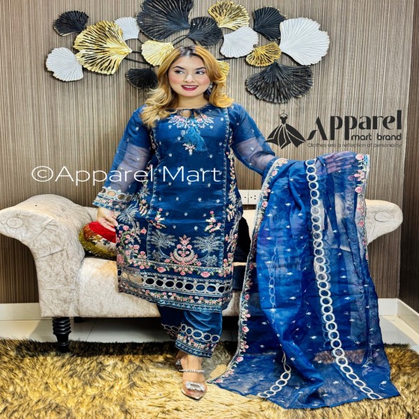 অনলাইনের ভাইরাল রিং ডিজাইনের পাকিস্তানি ইন্সপায়ার্ড পার্টি কালেকশন Ring tory blue 4