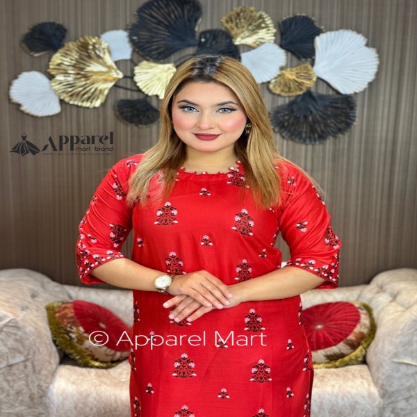 নিউ স্টাইলের প্রিন্টের টু-পিস কালেকশন kameez 2pcs   red