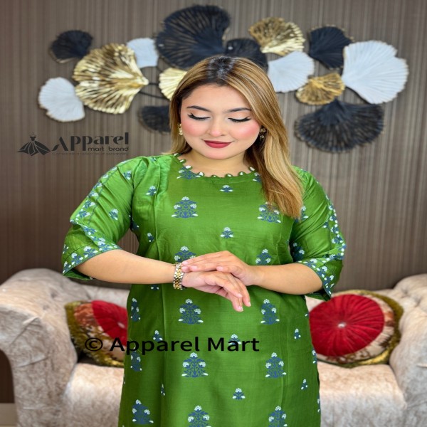 নিউ স্টাইলের প্রিন্টের টু-পিস কালেকশন kameez 2pcs light green
