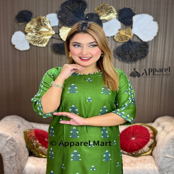 নিউ স্টাইলের প্রিন্টের টু-পিস কালেকশন kameez 2pcs light green