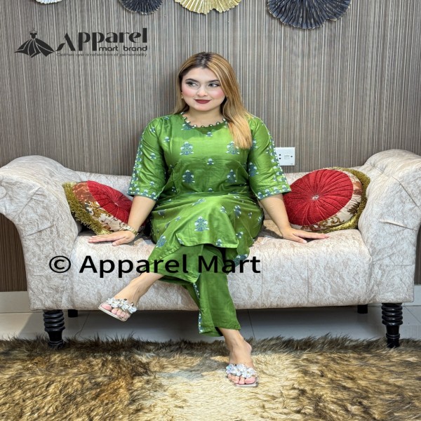 নিউ স্টাইলের প্রিন্টের টু-পিস কালেকশন kameez 2pcs light green
