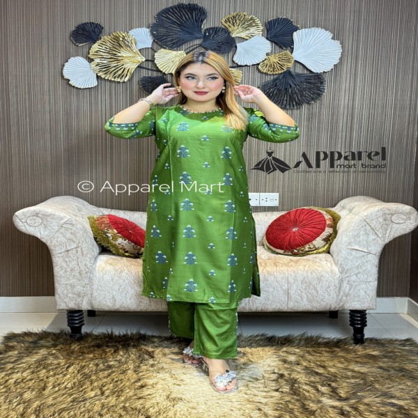 নিউ স্টাইলের প্রিন্টের টু-পিস কালেকশন kameez 2pcs light green