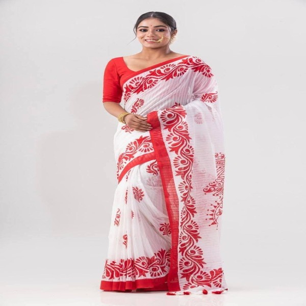 জামদানী হাফ সিল্ক কাপড়ের শাড়ি ৷  s 25
