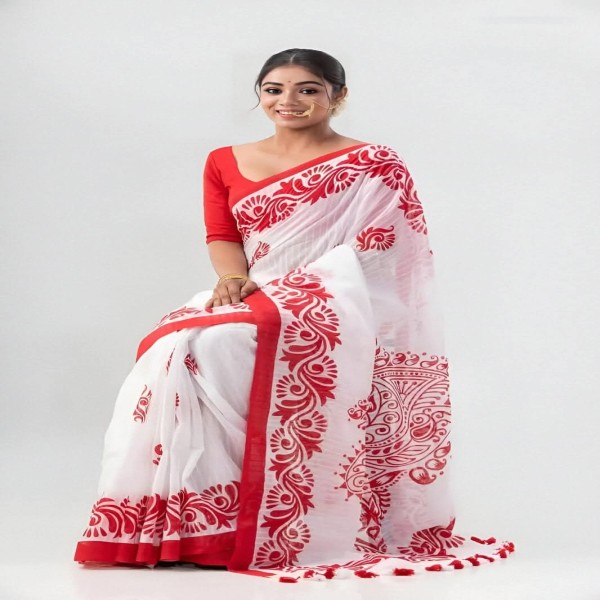 জামদানী হাফ সিল্ক কাপড়ের শাড়ি ৷  s 25