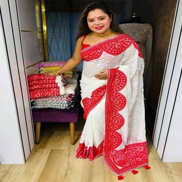 জামদানী হাফ সিল্ক কাপড়ের শাড়ি ৷ s27